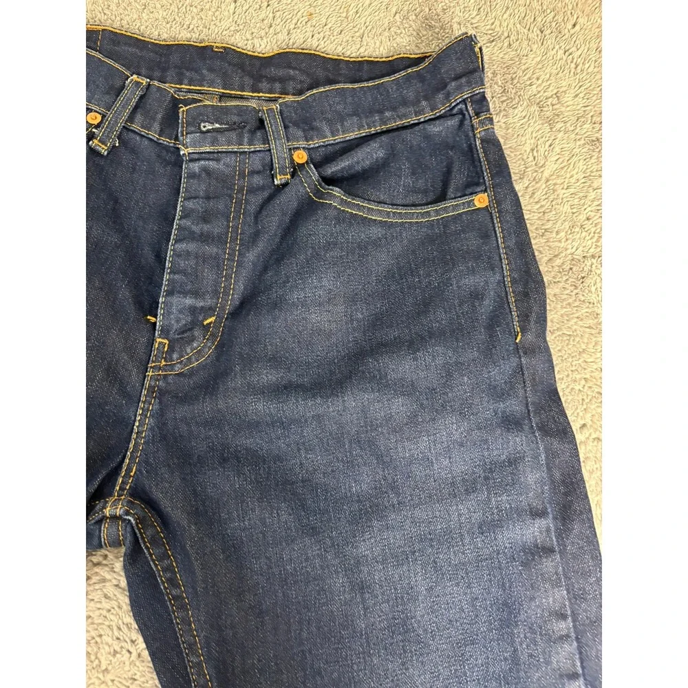 Levis 505 Regular Fit Straight Leg Jeans Dark Wash Indigo Blue Mens 32x32